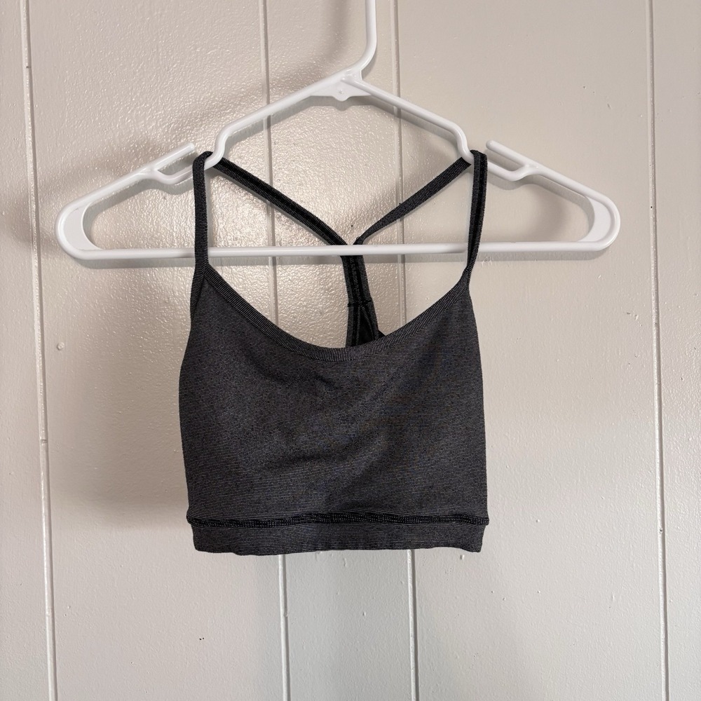 Lululemon‎ Women's Size 6 Flow Y Bra IV Racerback Teal Mesh Panel microstripe
